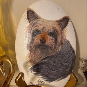 Yorkshire Terrier Dog Yorkie Oval Wall Plaque Art By Robert J May Vintage